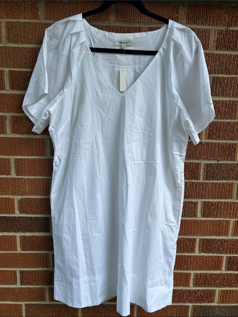 Madewell White V-Neck Cotton Tunic Dress